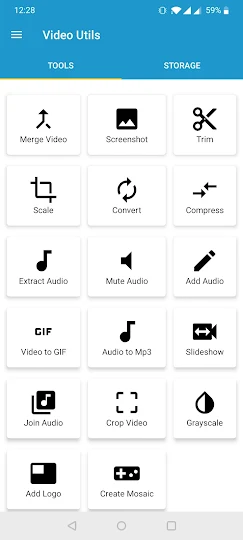Video Utils tools screen